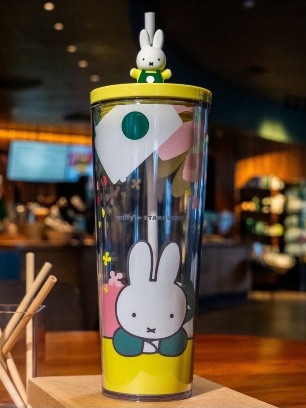 Starbucks x Miffy Yellow & Green Bunny Straw Tumbler